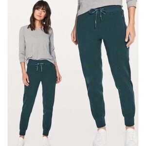 Women's Lululemon Get Going Jogger Pants Size 2 Knit Teal Blue Joggers (24"X30")